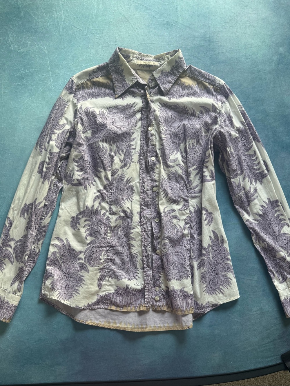 Etro Lavender Floral Print Shirt on Cream